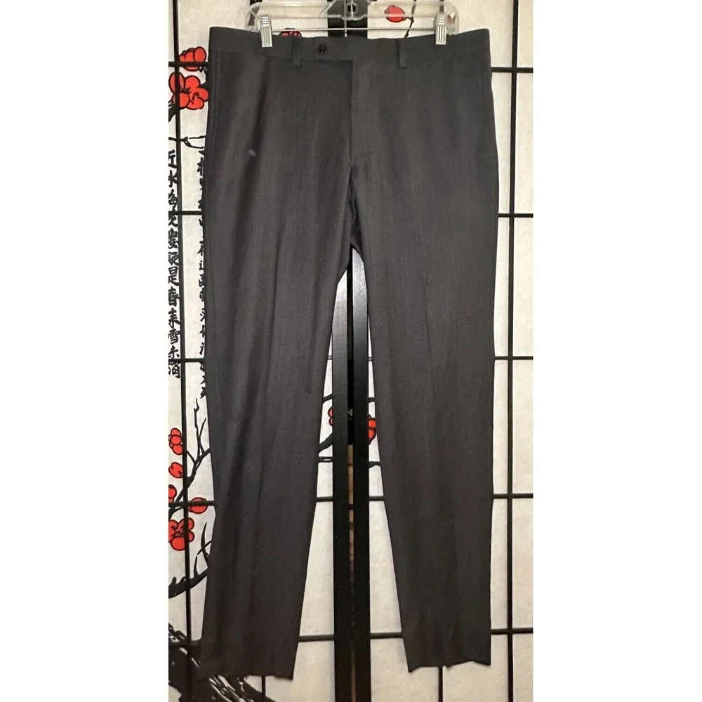 TED BAKER London Jefferson 100% Wool Gray Flat Front Dress Pants 36R 36x33‎